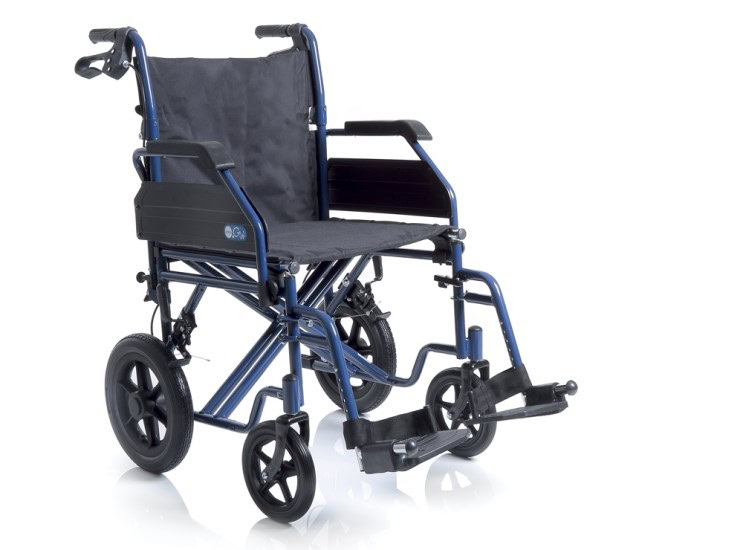 Moretti - Opvouwbare transportrolstoel - Comfortabele zitting - Blauw